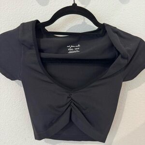 Urban Outfitters Black Ruched Crop Top